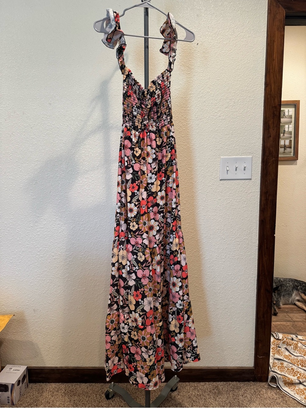 Floral Smocked Maxi jumper- Pink & Black